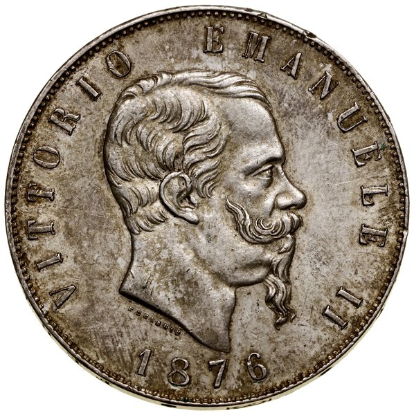 5 lirów, 1876 R, Rzym