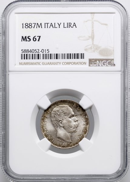 1 lira, 1887 M, Mediolan; Gnecchi 1, KM 24, Paga