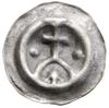 Brakteat, ok. 1277/1278–1287/1288; Krzyż stojący na łuku, z boków dwie kulki, pod łukiem sześciopr..