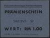 Bon na 1 markę, (1944); numeracja 961389 ✻, papier niebieski, u dołu nadruk K.L.Sh. 7.44. 500 000...