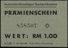 Bon na 1 markę, (1944); numeracja 858507✻, papier zielony, u dołu nadruk K.L.Sh. 7 44. 500 000., n..