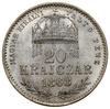 20 krajcarów, 1868 KB, Kremnica; w legendzie rewersu MAGYAR KIRALYI; Herinek 695, Huszár 2152; pię..