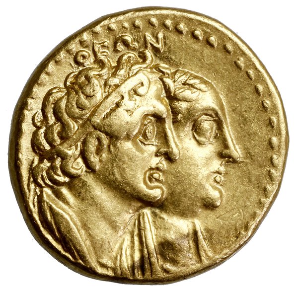 Tetradrachma w złocie (1/2 mnaieiona), 285–246 p