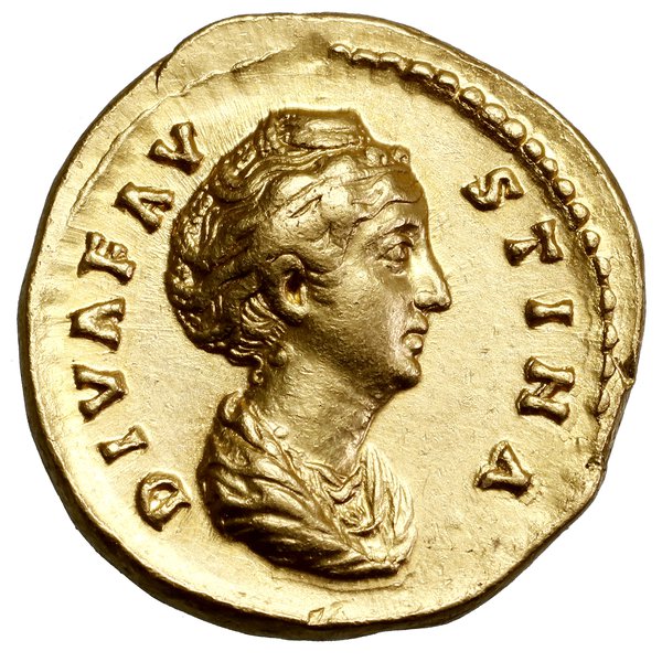 Aureus, 141–161, Rzym; Aw: Popiersie Faustyny w 