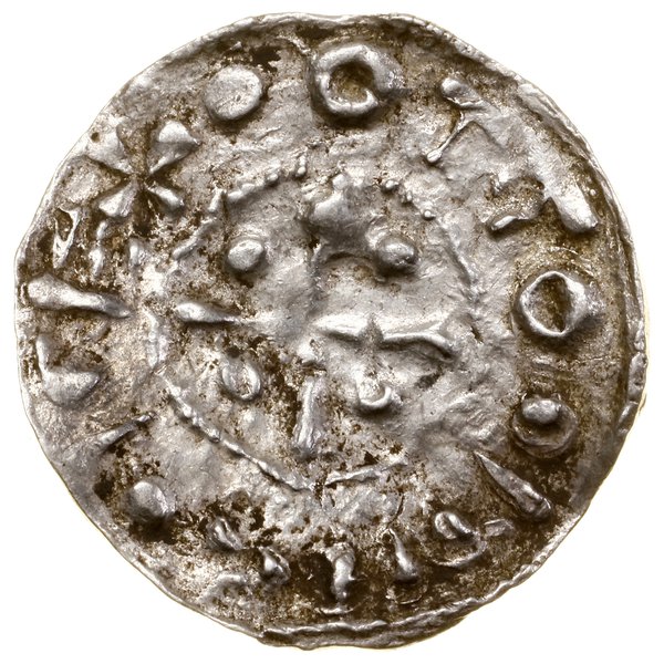 Denar, bez daty (973–1002); Aw: Krzyż grecki, w 