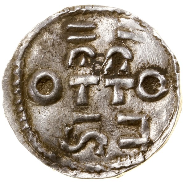 Denar, bez daty (973–1002); Aw: Krzyż grecki, w 