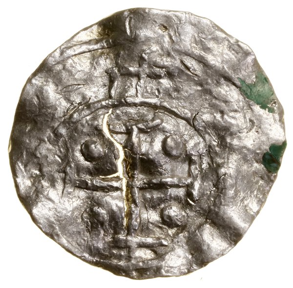 Denar, bez daty (ok. 1013–1025); Aw: Wzgórze z k