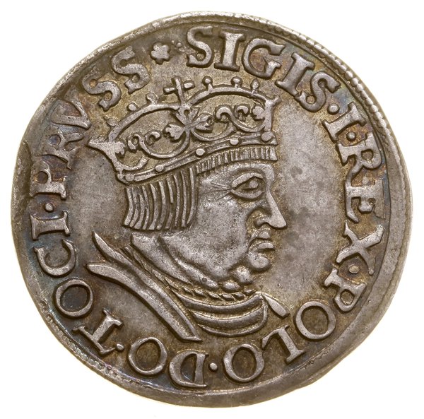 Trojak, 1536, Gdańsk; popiersie króla z wąską gł