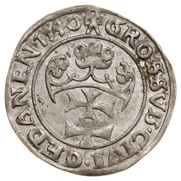 Grosz, 1540, Gdańsk; w legendzie awersu TO PRV; 
