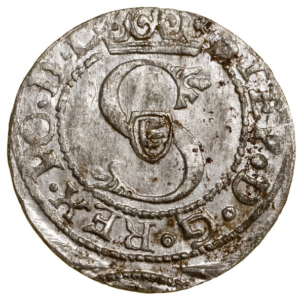 Szeląg, 1582, Ryga; pierścienie i kropki jako in