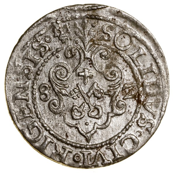 Szeląg, 1582, Ryga; pierścienie i kropki jako in