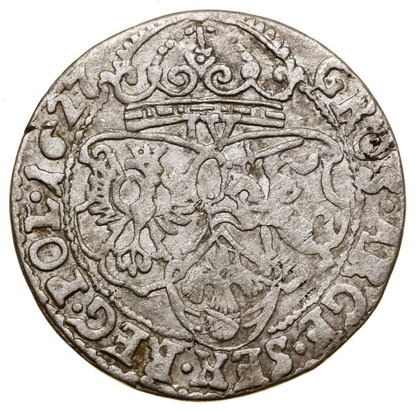 Szóstak, 1627, Kraków; IV zamiast VI pod koroną 
