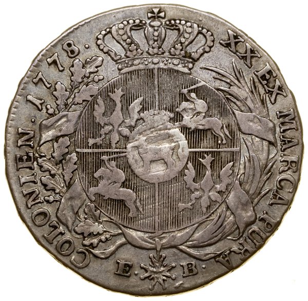 Półtalar, 1778 EB, Warszawa; Aw: Głowa króla w p