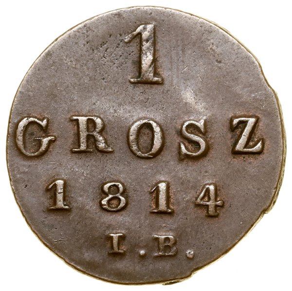 1 grosz, 1814 IB, Warszawa; odmiana z otwartą cy