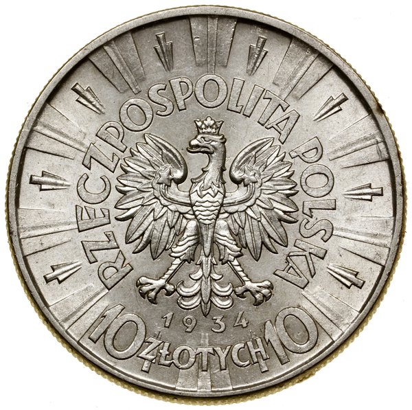 10 złotych, 1934, Warszawa; Józef Piłsudski; Kop