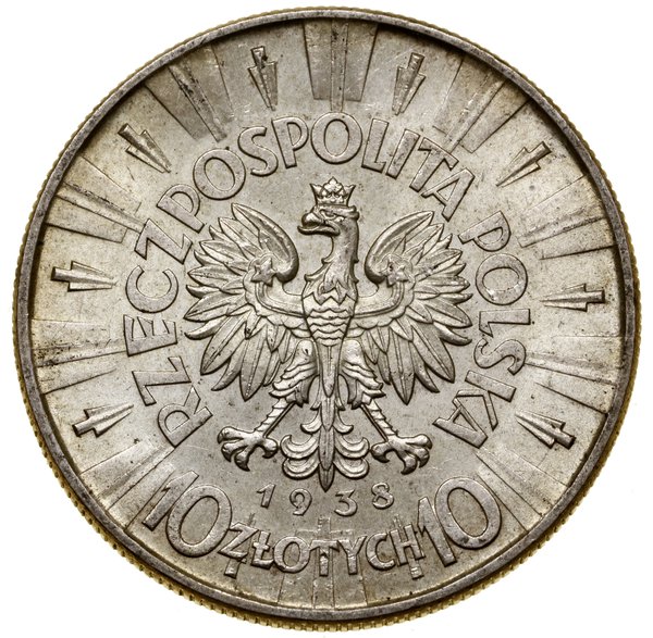 10 złotych, 1938, Warszawa; Józef Piłsudski; Kop