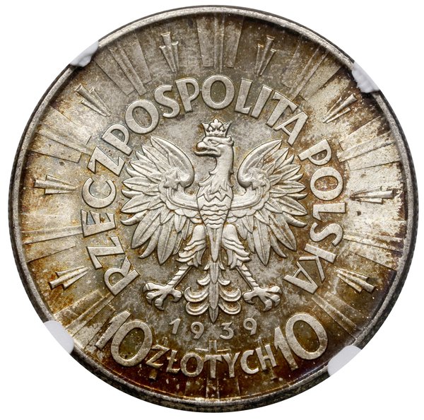 10 złotych, 1939, Warszawa; Józef Piłsudski; Kop