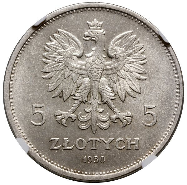 5 złotych, 1930, Warszawa; Sztandar – 100-lecie 