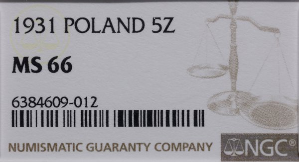 5 złotych, 1931, Warszawa; Nike; Kop. 2946 (R4),