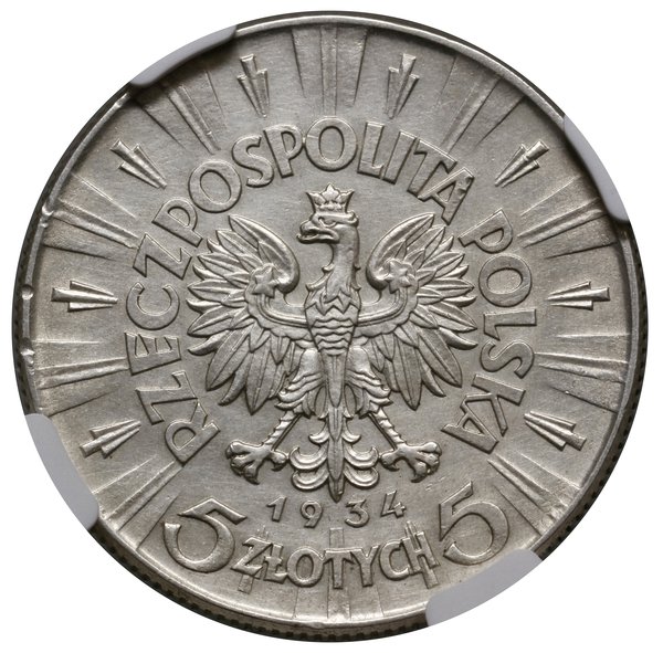 5 złotych, 1934, Warszawa; Józef Piłsudski; Kop.