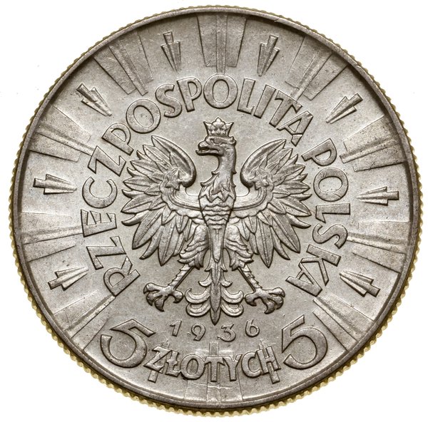 5 złotych, 1936, Warszawa; Józef Piłsudski; Kop.