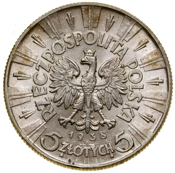 5 złotych, 1938, Warszawa; Józef Piłsudski; Kop.