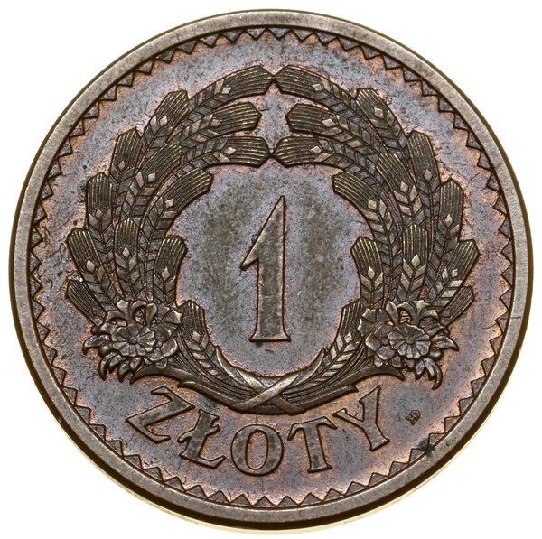 1 złoty 1928, Warszawa; nominał w wieńcu z kłosó