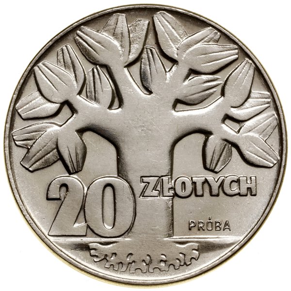 20 złotych, 1964, Warszawa; drzewo (grube), na r