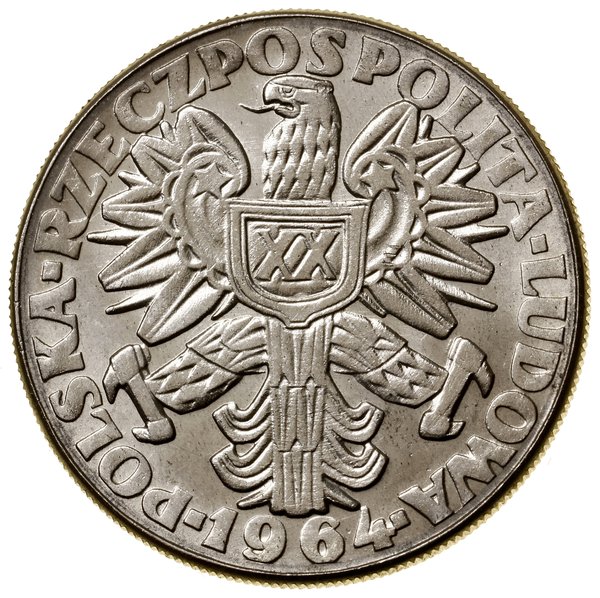 10 złotych, 1964, Warszawa; XX Lat PRL – dziewcz