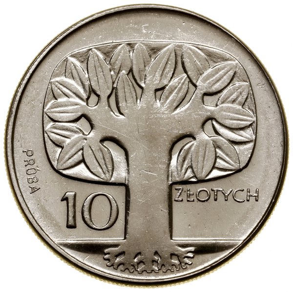 10 złotych, 1964, Warszawa; Drzewo (małe), na re