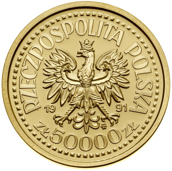 50.000 złotych, 1991, Warszawa; Jan Paweł II – n