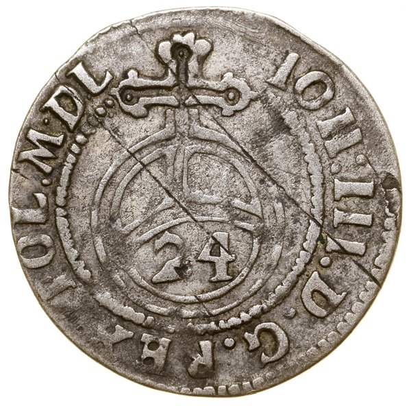 Półtorak, 1687, Mitawa; moneta z tytulaturą Jana