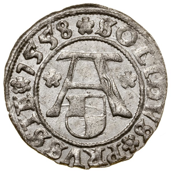 Szeląg, 1558, Królewiec; Kop. 3768 (R), Neumann 