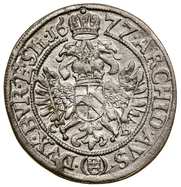 6 krajcarów, 1677 CB, Brzeg; odmiana z herbem Br