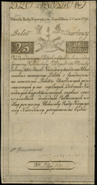 25 złotych, 8.06.1794; seria C, numeracja 32369,
