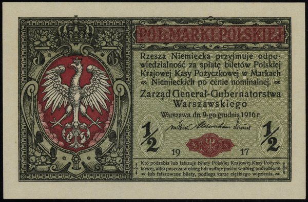 1/2 marki polskiej, 9.12.1916; Generał, seria B,