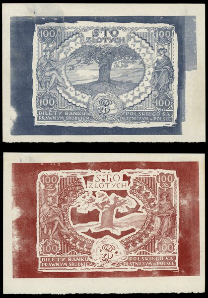 100 złotych, 1932; 30 odbitek technologicznych z