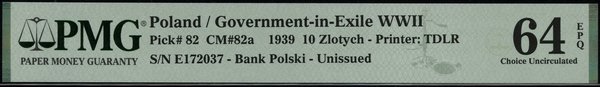 10 złotych, 15.08.1939; seria E, numeracja 17203