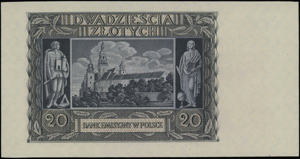20 złotych, 1.03.1940; seria AB, numeracja 00000