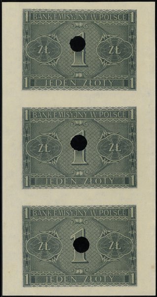 Nierozcięty zestaw 3 x 1 złoty, 1.08.1941