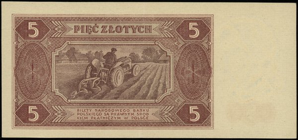 5 złotych, 1.07.1948; seria BI, numeracja 526764