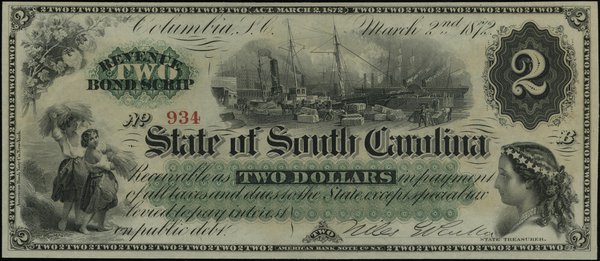 2 dolary, 2.03.1872; seria B, numeracja 934; Cri