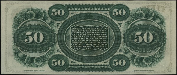 50 dolarów, 2.03.1872; seria B, numeracja 300; C