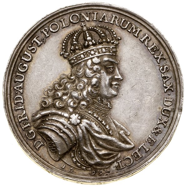 August II i Widukind, 1699, medal autorstwa Martina Heinricha Omeisa, Drezno