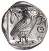 Tetradrachma, ok. 454–404 pne, Ateny; Aw: Głowa Ateny w prawo, w hełmie przyozdobionym liśćmi laur..