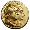 Tetradrachma w złocie (1/2 mnaieiona), 285–246 pne, Aleksandria; Aw: Popiersia Ptolemeusza II i Ar..