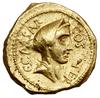 Aureus, 46 pne, Rzym; Aw: Głowa kobiety (prawdopodobnie Pietas) w chuście w prawo, C CAESAR COS TE..