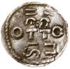 Denar, bez daty (973–1002); Aw: Krzyż grecki, w każdym kącie kulka, • OTTO •…REX; Rw: Napis OTTO w..