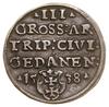 Trojak, 1538, Gdańsk; w legendzie awersu TO PRVSS; CNG 71.II.b, Iger G.38.1.g (R1), Kop. 7332 (R3)..