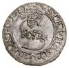 Szeląg, 1580, Olkusz; na awersie monogram króla, na rewersie herb Jastrzębiec (zarządcy mennicy, w..